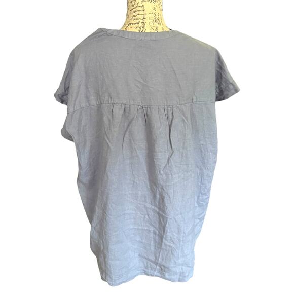 Splendid Blue Linen Blend V Neck Shirt Size XX-Large - Picture 2 of 4